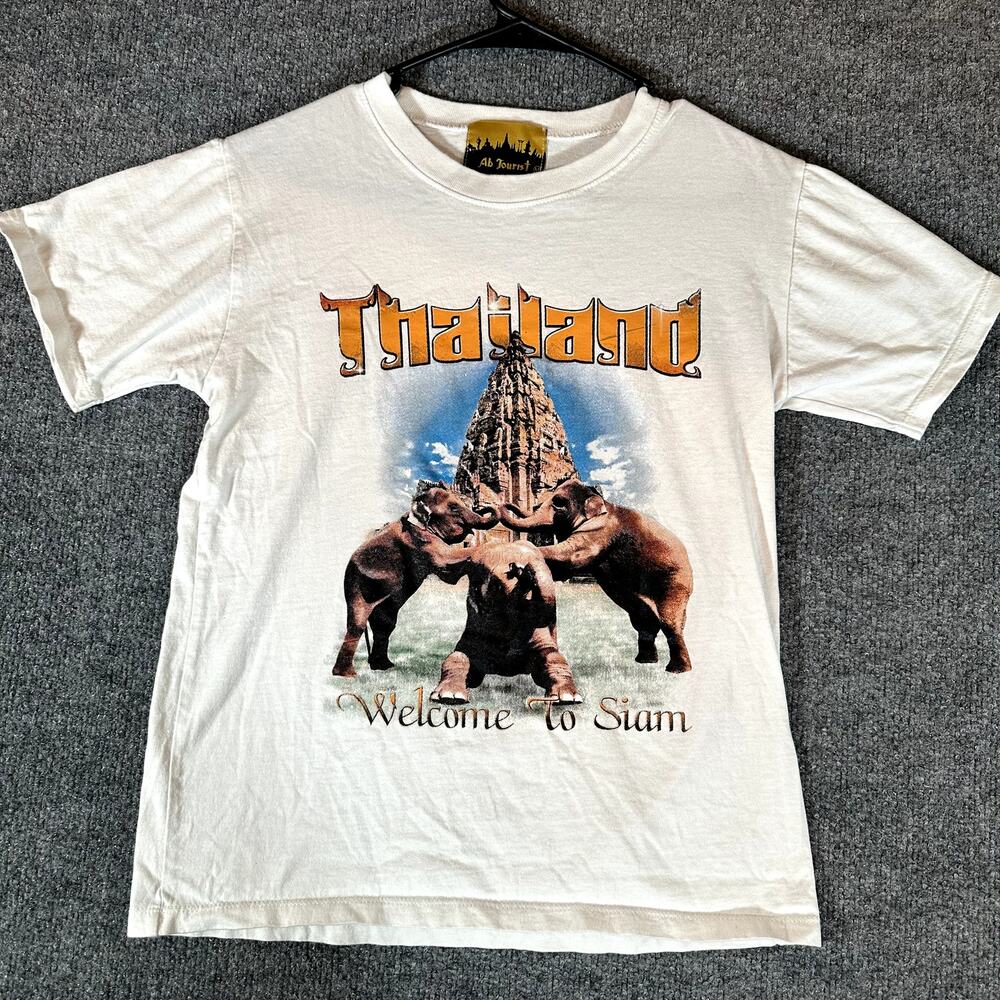 Ab Tourist Thailand Y2K Youth M Elephant Graphic TShirt Welcome to Siam Souvenir